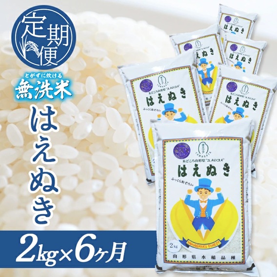 SF0290　【6回定期便】無洗米 はえぬき　2kg×6回(計12kg) SA