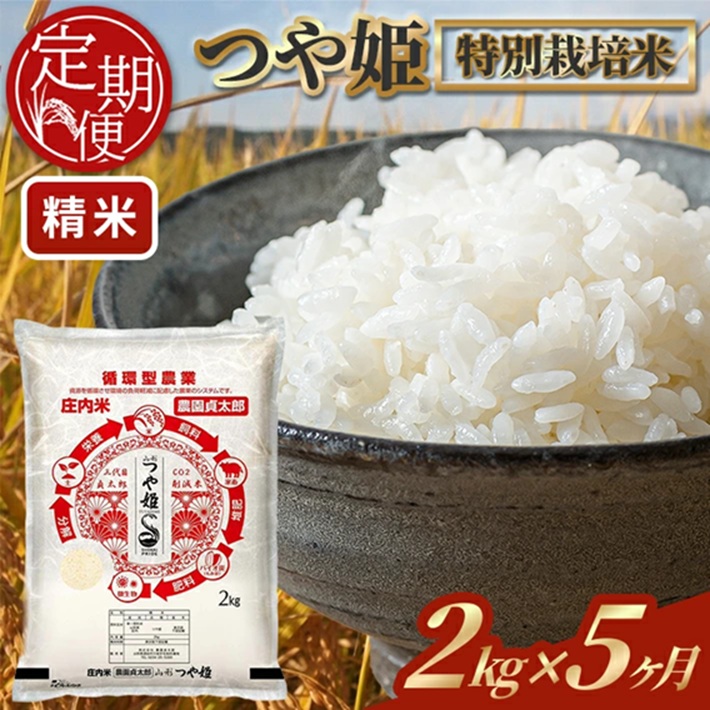 SF0310　【5回定期便】令和7年産 ［精米］特別栽培米つや姫　 2kg×5回(計10kg)