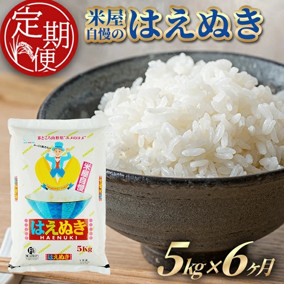SJ0056　【6回定期便】［精米］はえぬき　5kg×6回(計30kg) TO