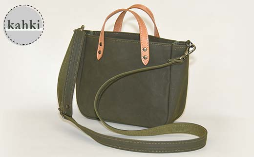 帆布 ショルダーバッグ 革手付 カーキ （9号帆布） かしわや鞄店 F3S-2465