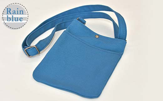 帆布 スマホショルダーバック 前ポケット付 レインブルー （８号帆布） かしわや鞄店 F3S-2470