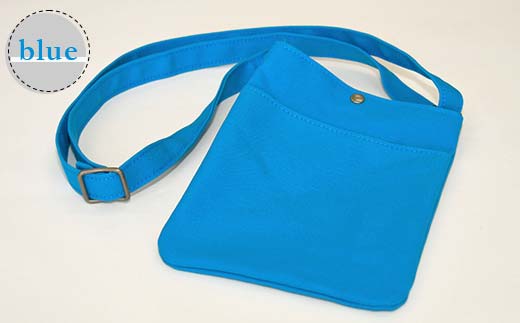 帆布 スマホショルダーバック 前ポケット付 ブルー （8号帆布） かしわや鞄店 F3S-2471
