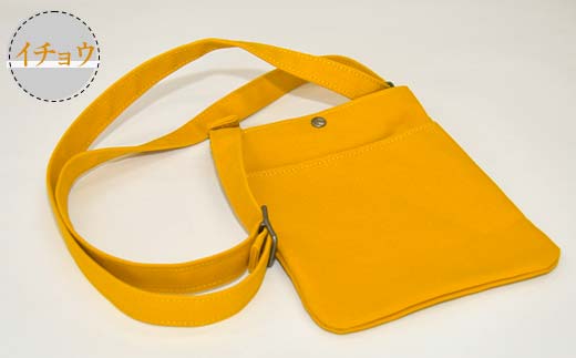 帆布 スマホショルダーバック 前ポケット付 イチョウ （8号帆布） かしわや鞄店 F3S-2472