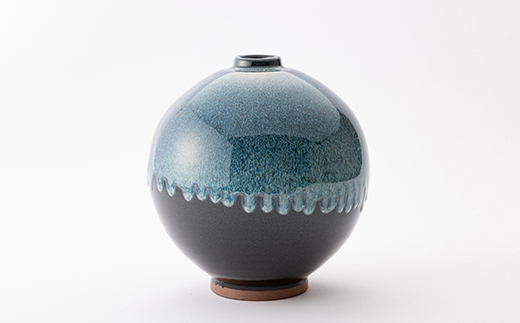 伝統工芸「新庄東山焼」黒釉なまこ流し壷 ふるさと納税 山形県 新庄市 F3S-0182