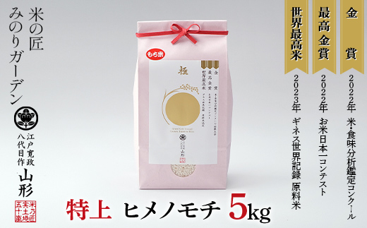 金賞受賞農家の【特上 ヒメノモチ】5kg 米 精米 F3S-2019