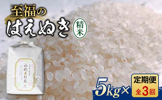 令和7年産 定期便 全3回 至福のはえぬき（精米）5kg 米 お米 おこめ 山形県 新庄市 F3S-2409