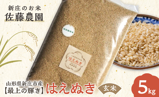 【最上の輝き】はえぬき 玄米 5kg 米 お米 おこめ 玄米 山形県 新庄市 F3S-2538