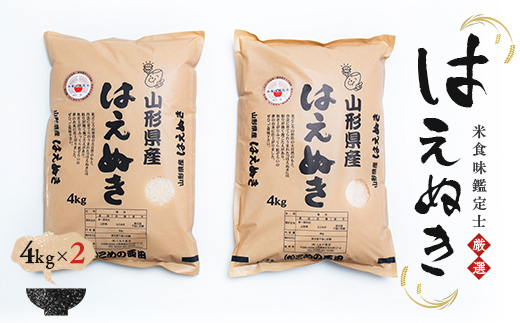 【令和7年産】米食味鑑定士厳選 新庄産 はえぬき 8kg（4kg×2袋） 米 お米 おこめ 山形県 新庄市 F3S-0309