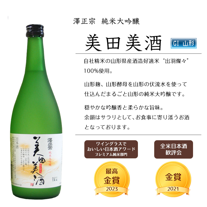 「純米大吟醸 美田美酒」と「大吟醸 紅花屋重兵衛」　720ml×2本 受賞酒 飲み比べセット　【ワイングラスでおいしい日本酒アワード2021金賞受賞など】　0200-E-FR009