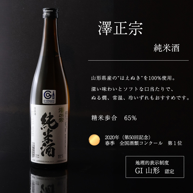 日本酒 飲み比べ 純米酒と純米吟醸 酔吟 2本セット（720ml×2本）／ はえぬき 出羽燦々 古澤酒造 澤正宗 日本酒 受賞酒 第１位 受賞 フルーティ GI お取り寄せ ご当地 特産 土産 地酒 晩酌 酒米 寒河江 セット 限定 山形　0110-E-FR042