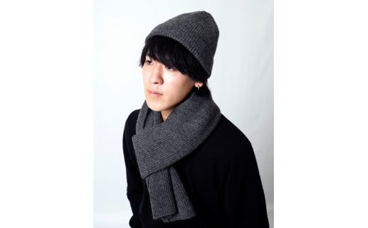 【グレー】《ウール100％》マフラー （ユニセックス・男女兼用）　032-H-SS015-gray グレー