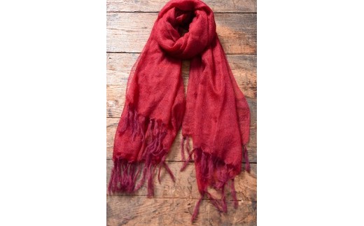 セレブを魅了する【極細モヘヤ糸】 フーガ大判ストール（レッド）　090-H-SS026-R レッド