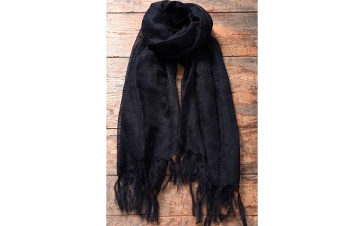セレブを魅了する【極細モヘヤ糸】 フーガ大判ストール（ブラック）　090-H-SS029-BK ブラック