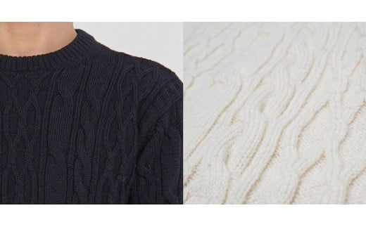 【ユニセックス】ミドルゲージケーブルセーター（ダークブルー・XL）　052-H-SS031-DBXL ダークブルー XL