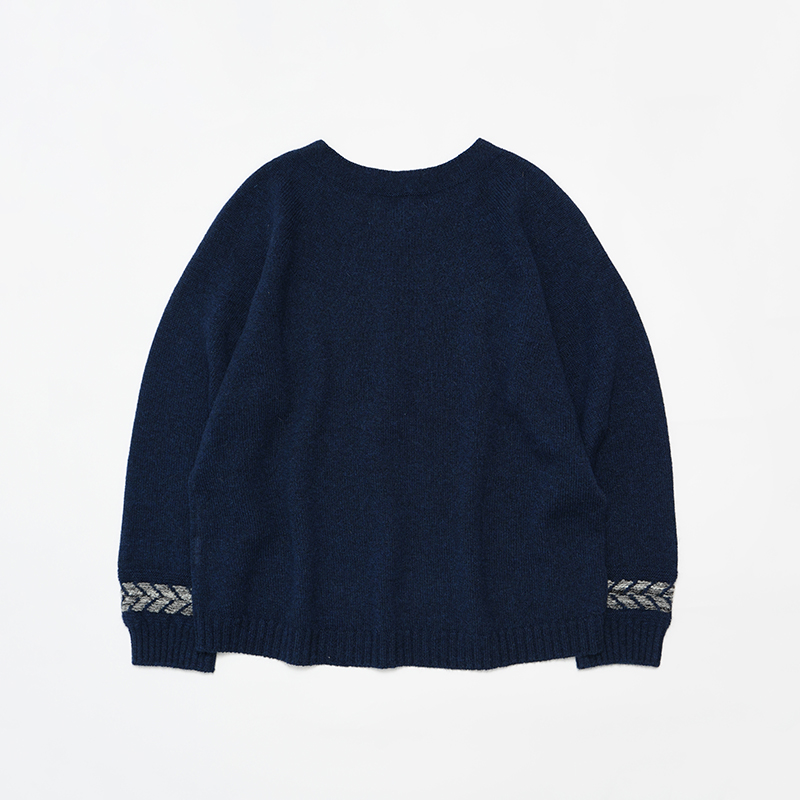 【ダークブルー】プレスジャガードプルオーバー BCA12408WA Sato-S2 佐藤繊維 【 天然素材 ウール アンゴラ シンプル 着心地 レディース セーター maalisukuu 山形県 寒河江市 獣毛糸 上質 日本製 国内製造 山形 秋 冬 】　052-H-SS036-darkblue