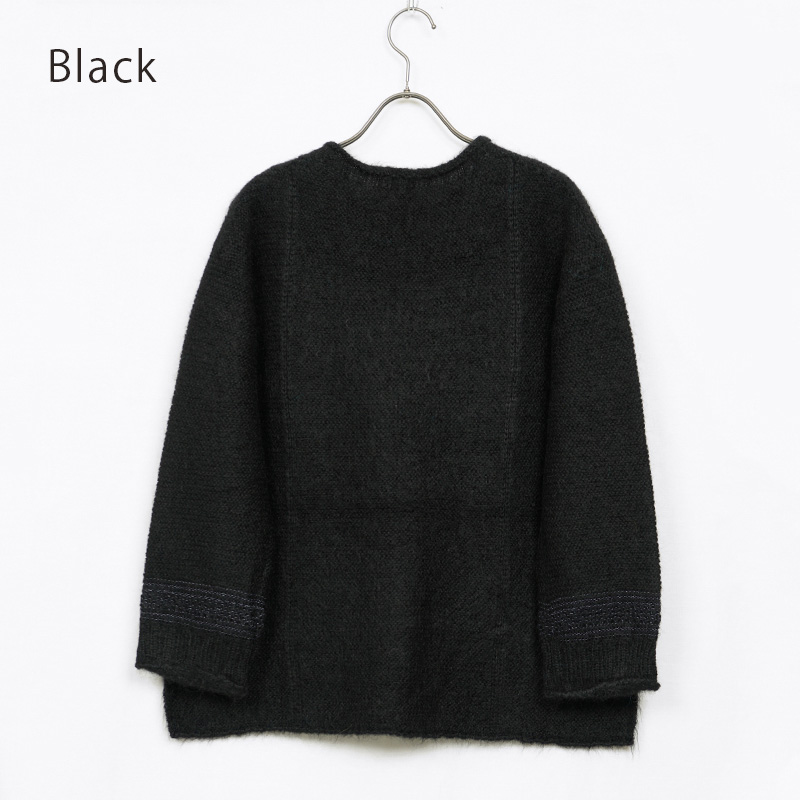 【ブラック】モヘヤニットプルオーバー BCA12409WA Sato-S2 佐藤繊維 【 天然素材 ウール モヘア シンプル 着心地 レディース プルオーバー maalisukuu 山形県 寒河江市 獣毛糸 上質 セーター 日本製 国内製造 東北 山形 秋 冬 】　055-H-SS037-black