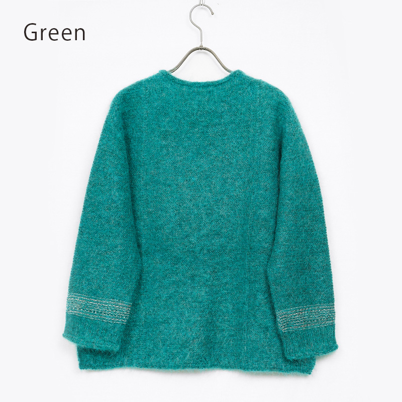 【グリーン】モヘヤニットプルオーバー BCA12409WA Sato-S2 佐藤繊維 【 天然素材 ウール モヘア シンプル 着心地 レディース プルオーバー maalisukuu 山形県 寒河江市 獣毛糸 上質 セーター 日本製 国内製造 東北 山形 秋 冬 】　055-H-SS037-green