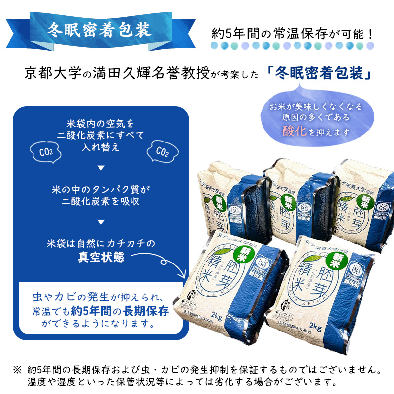 令和7年産【胚芽精米】BG無洗米 はえぬき 10kg（2kg×5袋）真空パック 2025年産 山形県産 備蓄 小分け 環境 エコ 個包装 ストック 防災 災害 キャンプ アウトドア 長持ち　048-C-TH002