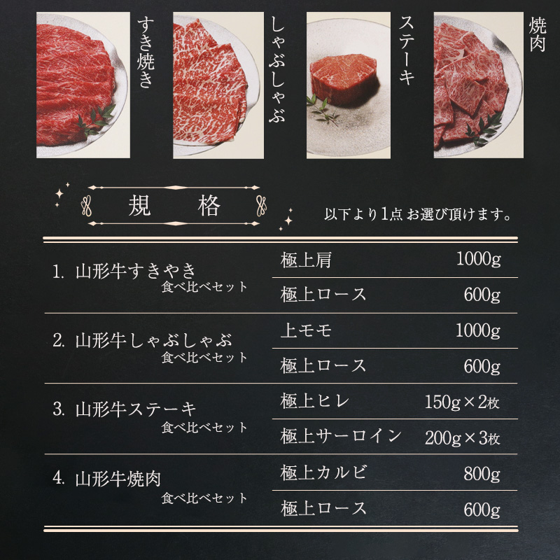 【選べるお肉】黒毛和牛「山形牛」カタログギフト券 45,000円分（寄付金額15万円）《 牛肉 すき焼き すきやき しゃぶしゃぶ ステーキ 焼肉 焼き肉 肩 ロース モモ サーロイン ヒレ カルビ 食べ比べ 東北 山形県 寒河江市 》　150-J-YL032 カタログギフト券 45,000円分