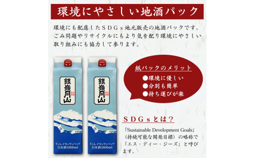 銀嶺月山 日本酒 地酒パック 1800ml×2本セット　012-E-GS006