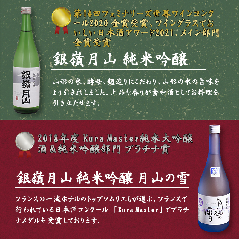 【銀嶺月山】 冬の3種 飲み比べ セット 720ml×3本 月山酒造【2025年12月頃から2026年3月頃に順次発送】／ 日本酒 地酒 お取り寄せ 晩酌 ご当地 特産 土産 受賞酒 季節限定 期間限定 四合瓶 忘年会 新年会 東北 山形 寒河江　018-E-GS016