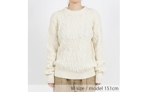 【ユニセックス】ミドルゲージケーブルセーター（ホワイト・XL）　052-H-SS031-WHXL ホワイト XL
