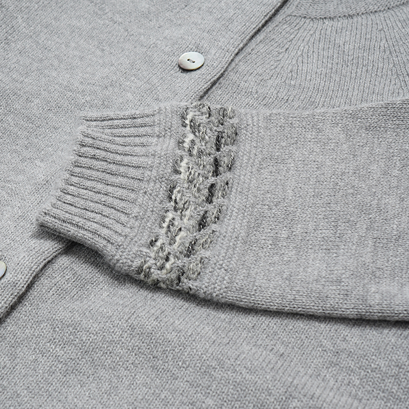 【グレー】プレスジャガードカーディガン BCA12407WA Sato-S2 佐藤繊維 【 天然素材 ウール アンゴラ シンプル 着心地 レディース カーディガン maalisukuu 山形県 寒河江市 獣毛糸 上質 日本製 国内製造 山形 秋 冬 】　062-H-SS035-gray