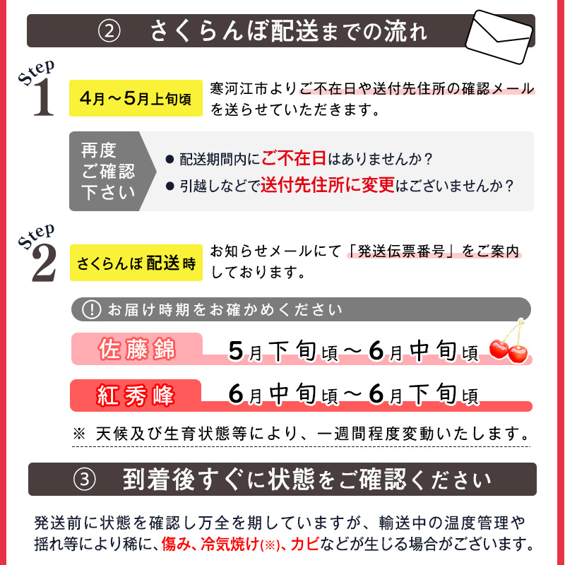 【先行予約】令和8年産 山形県産 こだわり農家の新鮮 さくらんぼ 500g Lサイズ 秀品「佐藤錦」 生産者直送 【2026年5月下旬頃から6月中旬頃発送予定】※ 配送不可 沖縄・離島　 015-A-JF031 500g