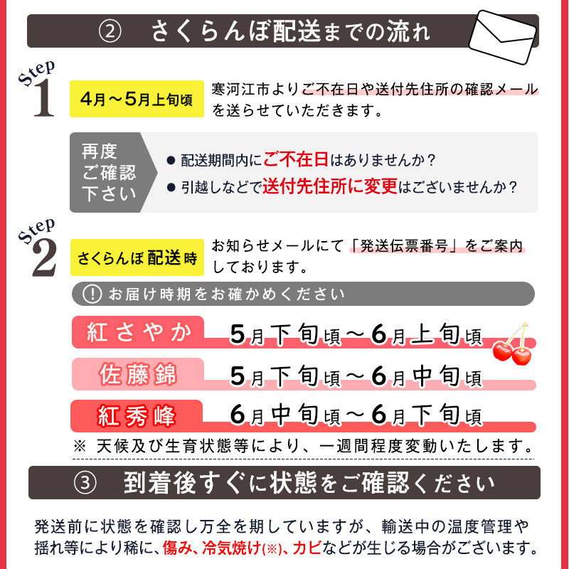 《先行予約》令和8年産 さくらんぼ 紅さやか バラパック 500g（パック含む）Mサイズ 秀品 山形県産【2026年5月下旬頃から6月上旬頃発送予定】※ 配送不可 沖縄・離島　 010-A-JF038