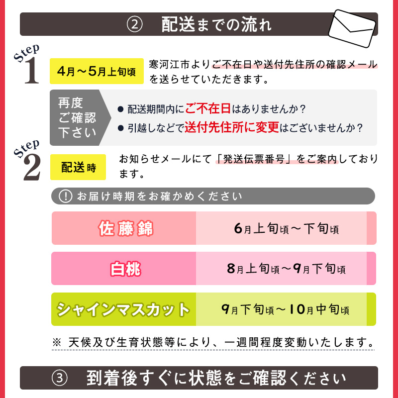《先行予約》令和8年産 3回定期便 山形県産 「フルーツ 定期便 爽（そう）」（さくらんぼ（佐藤錦）・白桃・シャインマスカット）【2026年6月上旬頃から発送開始予定】※配送不可 沖縄・離島　041-B-MM068