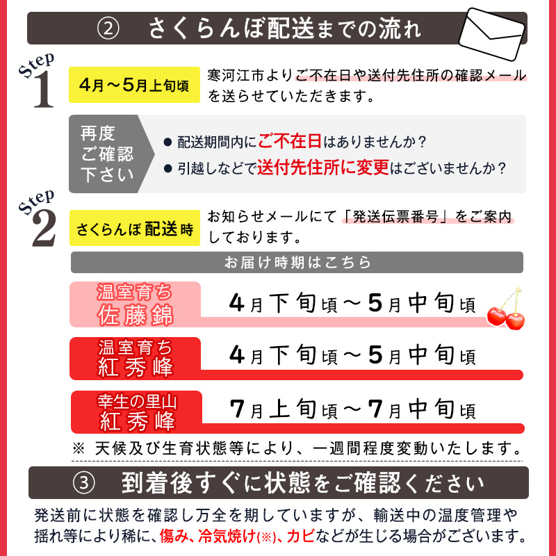 《先行予約》令和8年産 幸生の里山 プレミアム さくらんぼ 「紅秀峰」3Lサイズ 特秀品 500g 化粧詰（発泡スチロール梱包）山形県産 【2026年7月上旬頃～7月中旬頃発送予定】 ※配送不可 沖縄・離島　050-A-MZ004