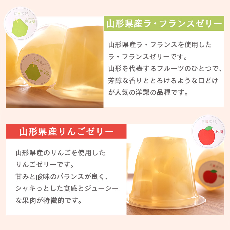産地直送ゼリー 計12個（ さくらんぼ 桃 ラフランス りんご） 4種類×3個 化粧箱入 フルーツゼリー ギフト セット 詰め合わせ 国産果物　012-G-BK013