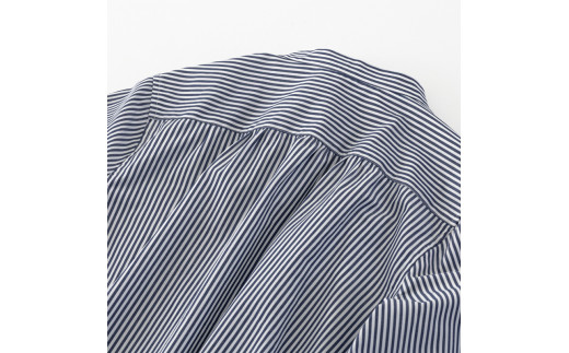 バンドカラーシャツ M-L 細めのバンドカラー シャツブラウス ／ バンドカラー ネイビー ストライプ シャツ ブラウス 長袖 アウター インナー MARUTA 春 夏 秋 冬 通年 シンプル 着回し 天然素材 ojohn 山形県寒河江市　068-H-OJ001 M～L
