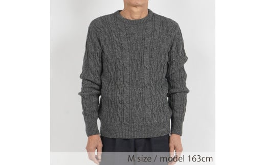 【ユニセックス】ミドルゲージケーブルセーター（ダークブルー・L）　052-H-SS031-DBL ダークブルー L