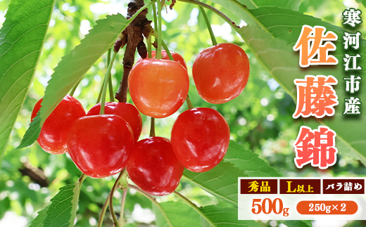 令和8年産 さくらんぼ「 佐藤錦 」500g (250g×2パック) 秀品 Lサイズ以上 2026年産 山形県産 【2026年6月上旬頃～下旬頃発送予定】※配送不可 沖縄・離島　012-A-AF020 500g (250g×2パック)