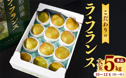 《先行予約》 令和8年産 洋梨 大玉 「ラ・フランス」5kg 秀品 《化粧箱入り》 5L - 6L  農家直送 山形県産【2026年11月頃から12月上旬頃発送予定】　024-B-HK004 大玉 5kg（10玉 - 12玉） 秀品 5L - 6L《化粧箱入》