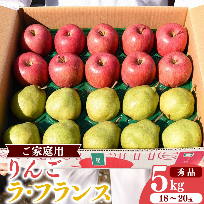 《農家直送》りんご と ラ・フランス 合計5kg（18～20玉） 秀品 山形県産《ご家庭用》 【2025年12月上旬頃～下旬頃発送予定】　012-B-HK005