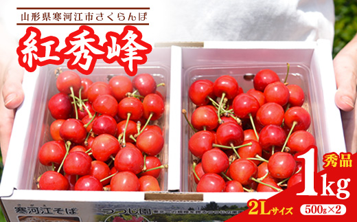 【先行予約】令和8年産 さくらんぼ 「紅秀峰」2Lサイズ以上 秀品 1kg（500g×2）2026年産 山形県産【2026年6月中旬頃～7月上旬頃発送予定】※ 配送不可 沖縄・離島　038-A-HK019 1kg