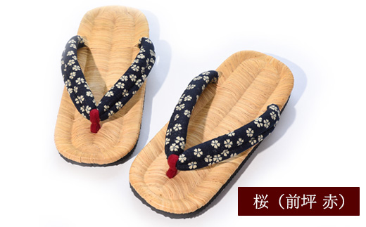 竹皮草履・和 -NAGOMI- 桜【鼻緒（前坪）】赤・Mサイズ（23.0～24.5cm）室内用　013-H-KZ004-R-M 【鼻緒（前坪）】赤・Mサイズ（23.0～24.5cm）