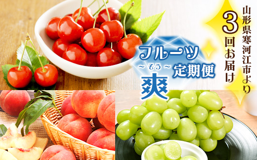《先行予約》令和8年産 3回定期便 山形県産 「フルーツ 定期便 爽（そう）」（さくらんぼ（佐藤錦）・白桃・シャインマスカット）【2026年6月上旬頃から発送開始予定】※配送不可 沖縄・離島　041-B-MM068