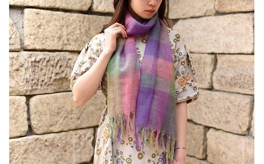 世界のセレブを魅了する【極細モヘヤ糸】フーガストール（ピンク・チェック柄）　072-H-SS022-PC ピンク・チェック柄