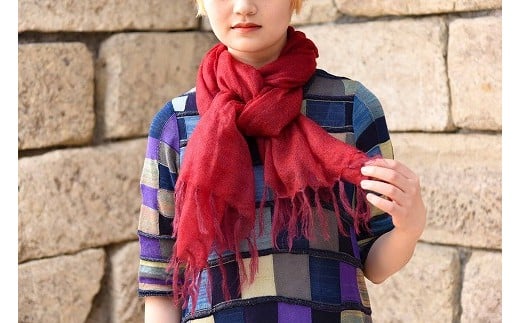 セレブを魅了する【極細モヘヤ糸】 フーガ大判ストール（レッド）　090-H-SS026-R レッド