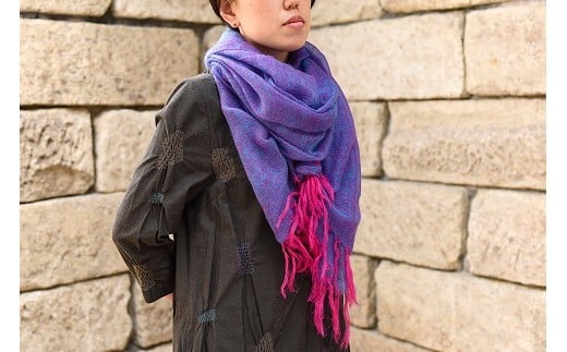 セレブを魅了する【極細モヘヤ糸】 フーガ大判ストール（パープル）　090-H-SS028-PU パープル