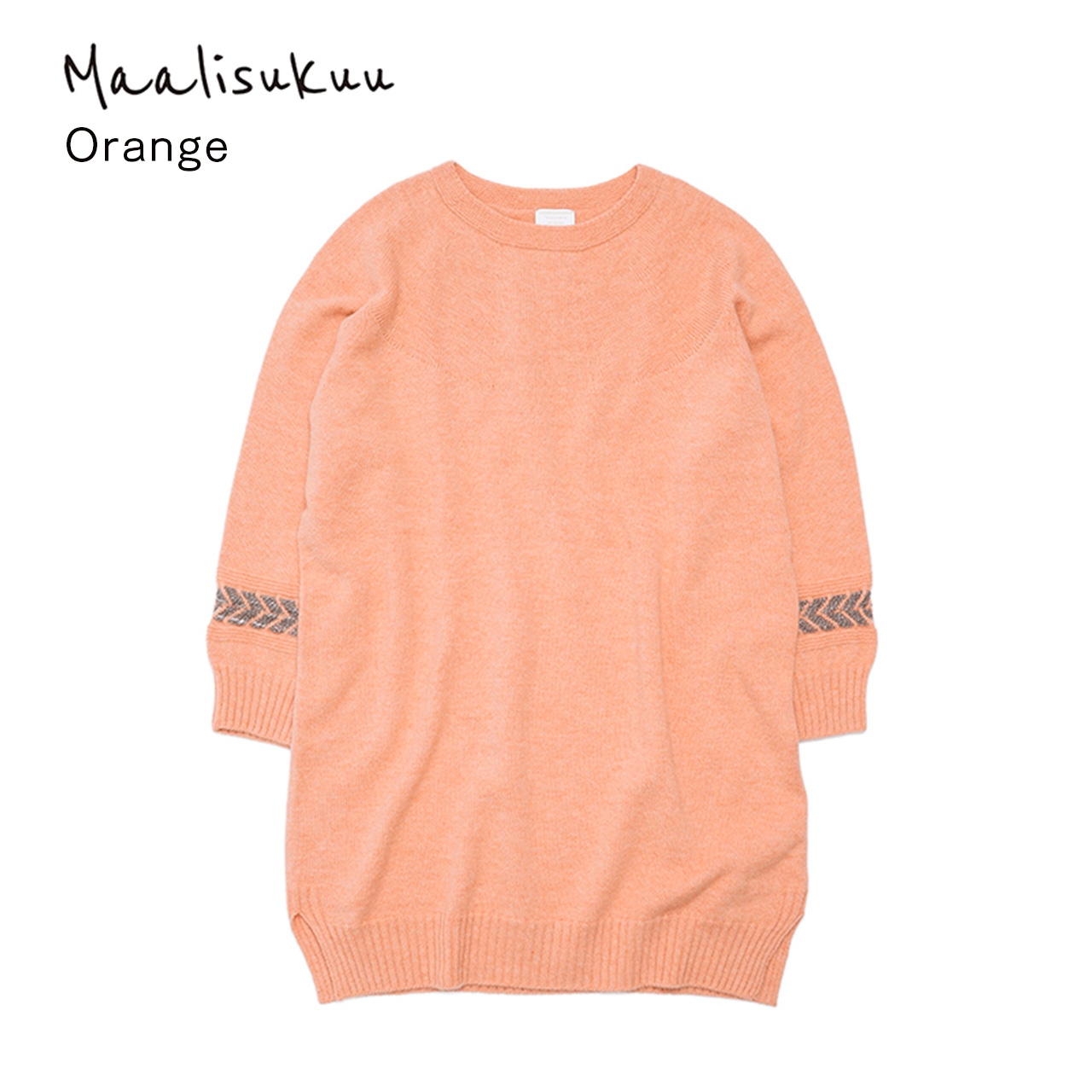 【オレンジ】プレスジャガードチュニックワンピース BCA12406WA Sato-S2 佐藤繊維 【 天然素材 ウール アンゴラ シンプル 着心地 レディース チュニック maalisukuu 山形県 寒河江市 獣毛糸 上質 セーター 日本製 国内製造 秋 冬 山形 】　055-H-SS034-orange