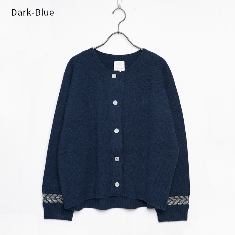 【ダークブルー】プレスジャガードカーディガン BCA12407WA Sato-S2 佐藤繊維 【 天然素材 ウール アンゴラ シンプル 着心地 レディース カーディガン maalisukuu 山形県 寒河江市 獣毛糸 上質 日本製 国内製造 山形 秋 冬 】　062-H-SS035-darkblue