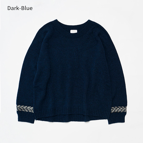 【ダークブルー】プレスジャガードプルオーバー BCA12408WA Sato-S2 佐藤繊維 【 天然素材 ウール アンゴラ シンプル 着心地 レディース セーター maalisukuu 山形県 寒河江市 獣毛糸 上質 日本製 国内製造 山形 秋 冬 】　052-H-SS036-darkblue
