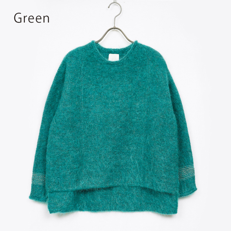 【グリーン】モヘヤニットプルオーバー BCA12409WA Sato-S2 佐藤繊維 【 天然素材 ウール モヘア シンプル 着心地 レディース プルオーバー maalisukuu 山形県 寒河江市 獣毛糸 上質 セーター 日本製 国内製造 東北 山形 秋 冬 】　055-H-SS037-green