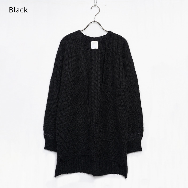 【ブラック】モヘヤニットガウンカーディガン BCA12410WA Sato-S2 佐藤繊維 【 天然素材 ウール モヘア シンプル 着心地 レディース カーディガン maalisukuu 山形県 寒河江市 獣毛糸 上質 日本製 国内製造 東北 山形 秋 冬 】　068-H-SS038-black