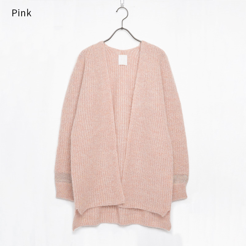 【ピンク】モヘヤニットガウンカーディガン BCA12410WA Sato-S2 佐藤繊維 【 天然素材 ウール モヘア シンプル 着心地 レディース カーディガン maalisukuu 山形県 寒河江市 獣毛糸 上質 日本製 国内製造 東北 山形 秋 冬 】　068-H-SS038-pink