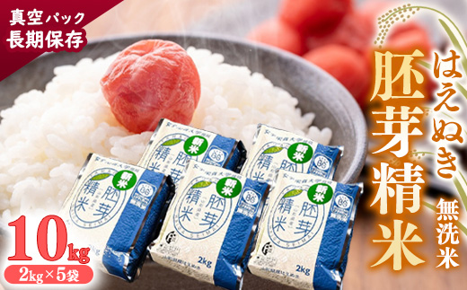 令和7年産【胚芽精米】BG無洗米 はえぬき 10kg（2kg×5袋）真空パック 2025年産 山形県産 備蓄 小分け 環境 エコ 個包装 ストック 防災 災害 キャンプ アウトドア 長持ち　048-C-TH002